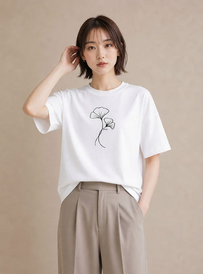 プリントTシャツ レディース 観葉植物 ボタニカル 植物 イラスト ポップ 20代 カジュアルコーデ 白T YMAZO
