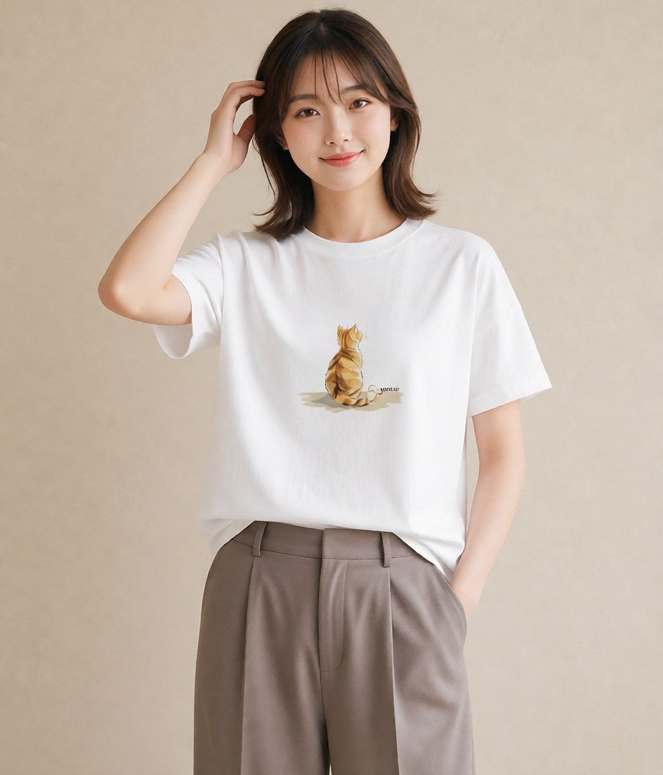 デザインTシャツ レディース ペルシャ 猫 ねこ イラスト ヴィンテージ風 姉妹 送別ギフト 白T YMAZO
