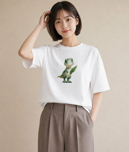 半袖Tシャツ レディース ヤモリ ペット 動物 イラスト お洒落 自分用 ルームウェア 白T YMAZO
