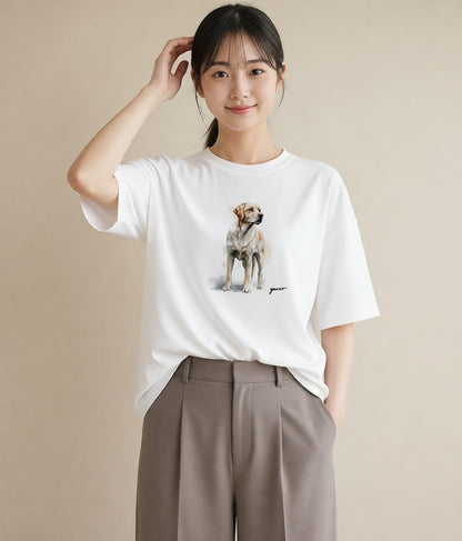 デザインTシャツ レディース 保護犬 犬 いぬ イラスト ミニマル ラフ レイヤード 白T YMAZO
