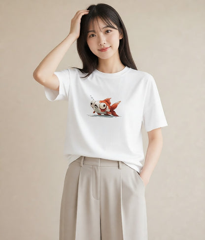 半袖Tシャツ レディース カクレクマノミ 海の生き物 海 イラスト ペアコーデ 秋コーデ 白T YMAZO