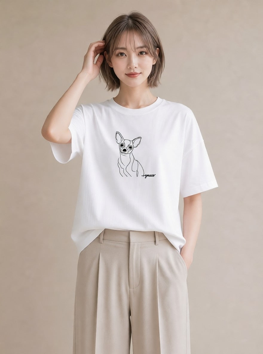 グラフィックTシャツ レディース 犬 いぬ わんこ イラスト 普段使い 社会人 女性 白T YMAZO