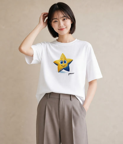グラフィックTシャツ レディース 星 星空 宇宙 イラスト ナチュラル デート 帰省 白T YMAZO
