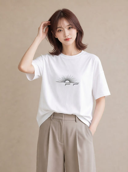 Tシャツ レディース 海 リゾート 夏 イラスト レトロ 週末コーデ 敬老の日 白T YMAZO