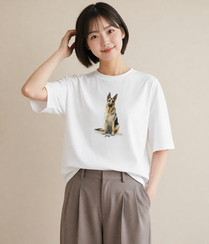 デザインTシャツ レディース 愛犬 犬 いぬ イラスト ゆるコーデ カフェ服 クリスマス 白T YMAZO