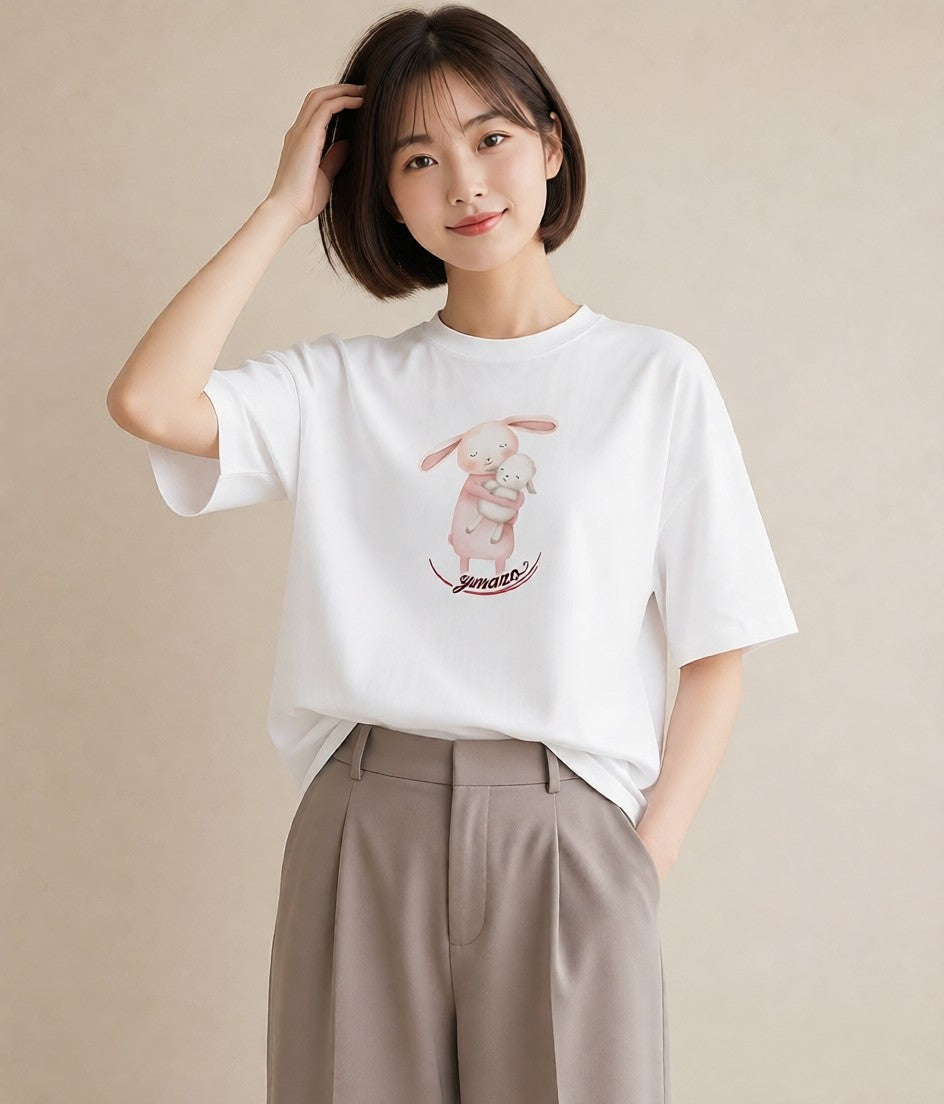 プリントTシャツ レディース ひつじ 動物 アニマル イラスト ポップ ルームウェア ギフト 白T YMAZO