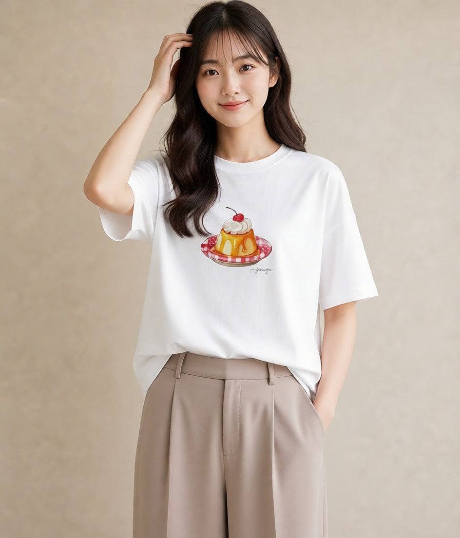 グラフィックTシャツ レディース どら焼き 食べ物 フード イラスト 個性的 週末コーデ 敬老の日 白T YMAZO