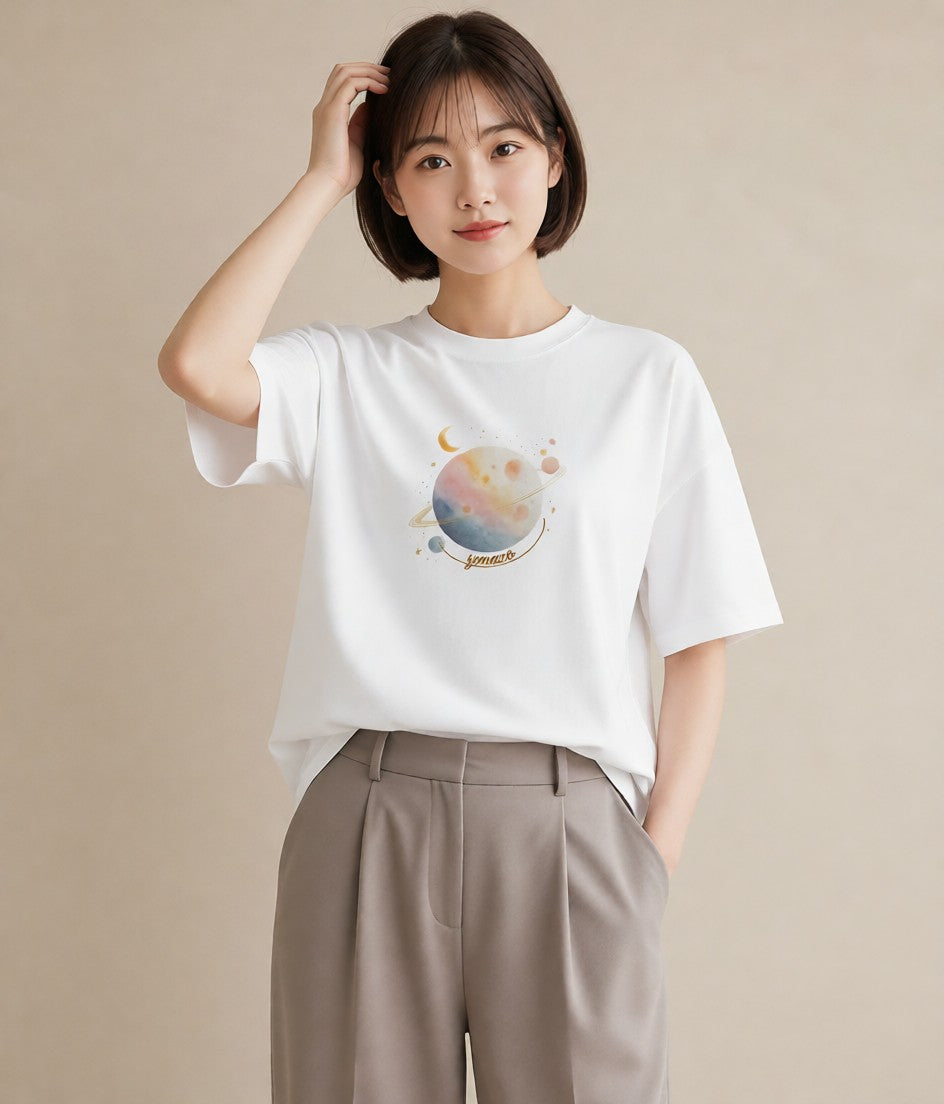 プリントTシャツ レディース 射手座 星空 宇宙 イラスト ゆるかわ ルームウェア ギフト 白T YMAZO