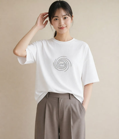 半袖Tシャツ レディース 海 リゾート 夏 イラスト アート風 カフェ巡り 白T YMAZO