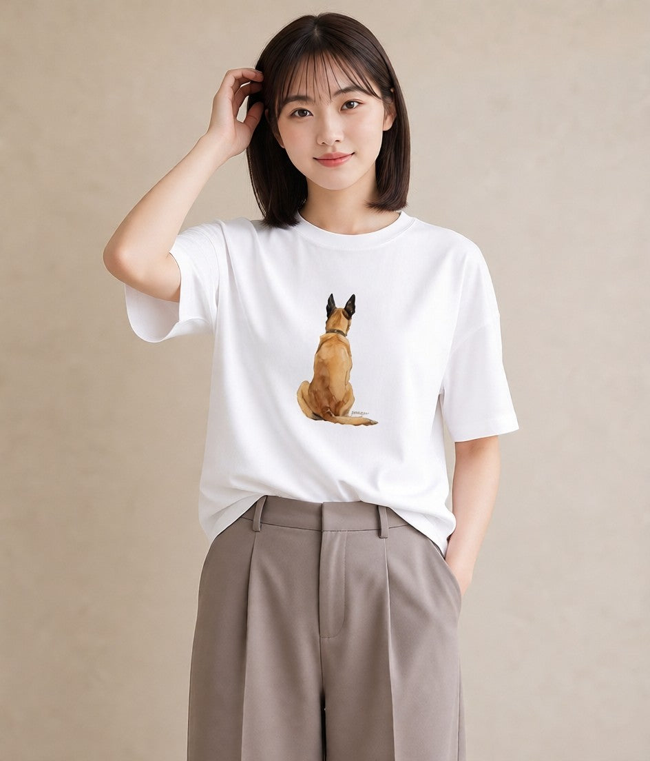 Tシャツ レディース ジャーマンシェパード 犬 いぬ イラスト 個性的 姉妹 送別ギフト 白T YMAZO