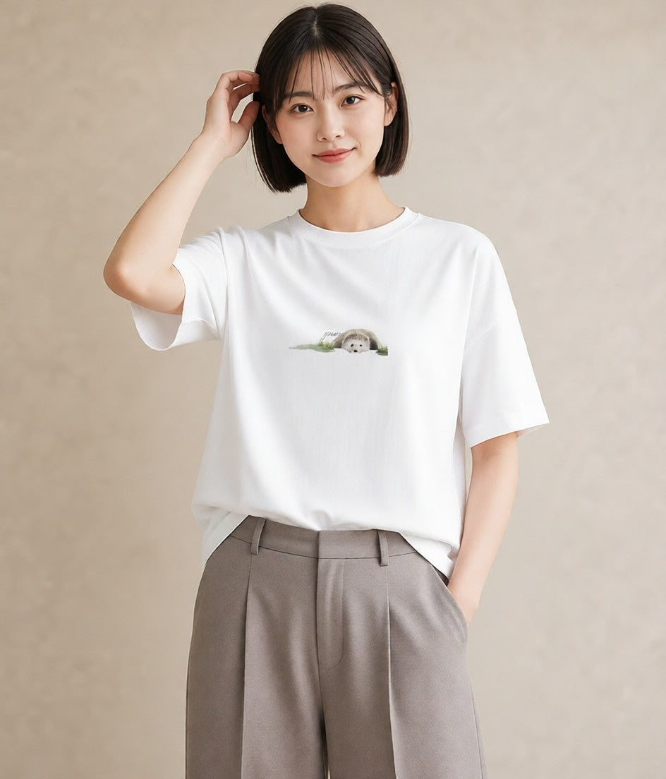 プリントTシャツ レディース ジャンガリアンハムスター ペット 動物 イラスト 北欧風 ホワイトデー 春服 白T YMAZO