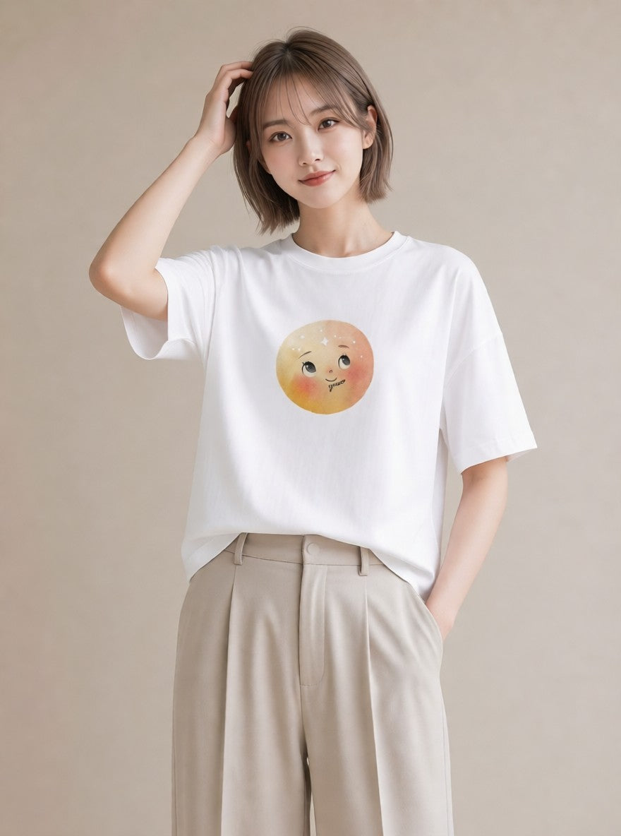 プリントTシャツ レディース 太陽 星空 宇宙 イラスト モード レイヤード 友達ギフト 白T YMAZO
