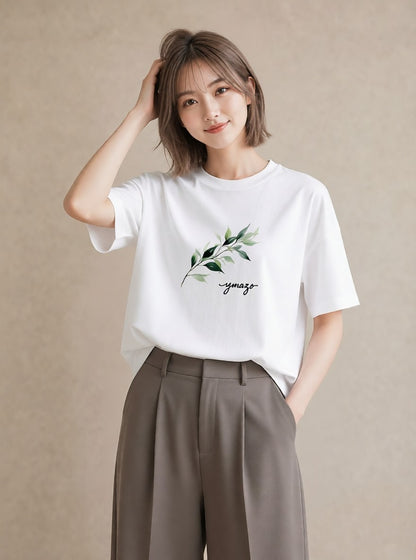 デザインTシャツ レディース つる 植物 ボタニカル イラスト 旅行コーデ 姉妹 送別ギフト 白T YMAZO