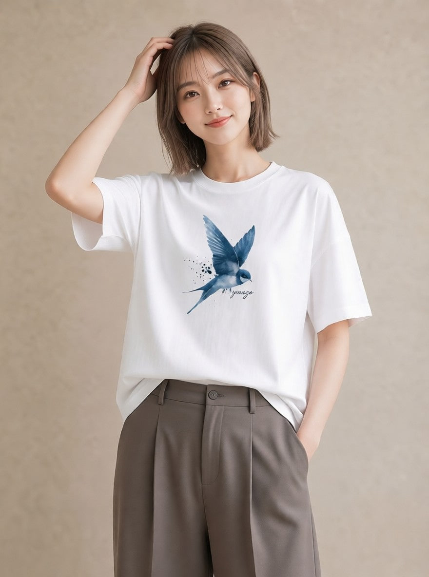 Tシャツ レディース インコ ペット 動物 イラスト こなれ感 女子会 お揃い 白T YMAZO