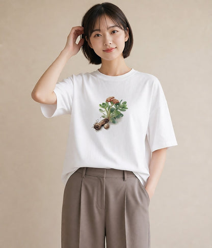 Tシャツ レディース 多肉植物 植物 ボタニカル イラスト カフェ服 クリスマス 白T YMAZO