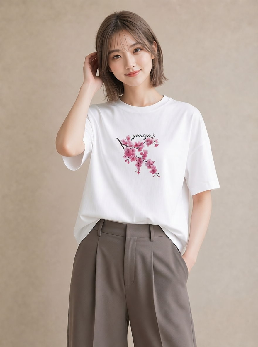 Tシャツ レディース さくら 桜 サクラ 花 花柄 イラスト お洒落 敬老の日 ホワイトデー 白T