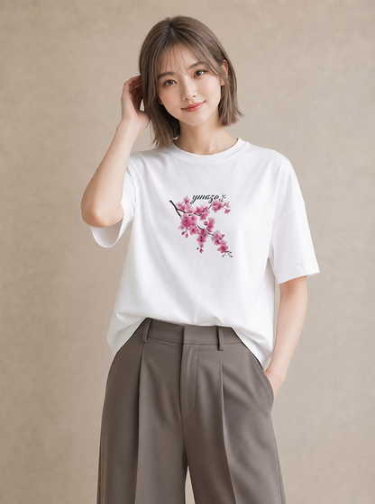Tシャツ レディース さくら 桜 サクラ 花 花柄 イラスト お洒落 敬老の日 ホワイトデー 白T