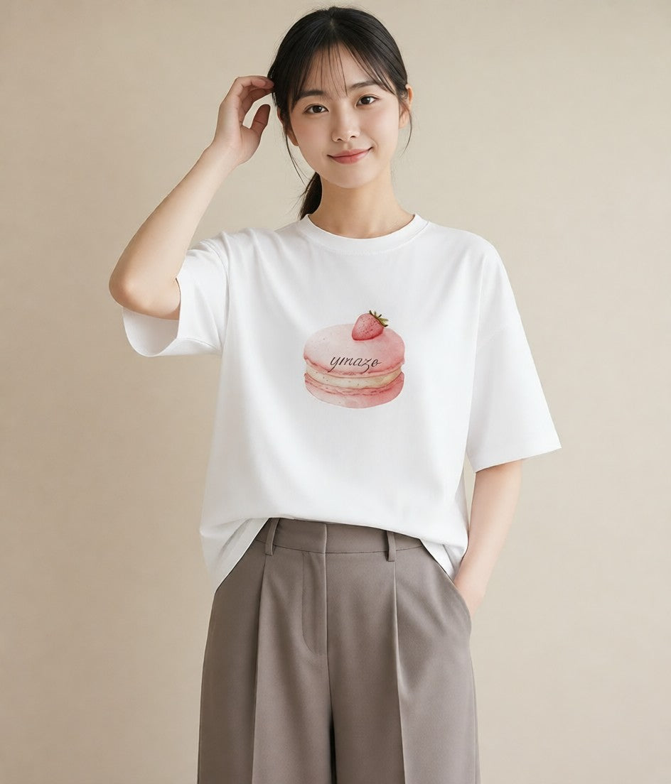 半袖Tシャツ レディース キャンディ 食べ物 フード イラスト お揃い 親子 白T YMAZO
