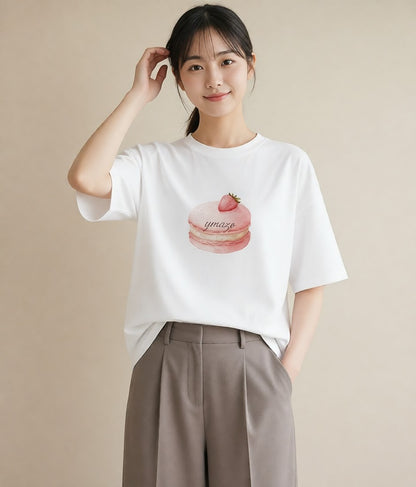 半袖Tシャツ レディース キャンディ 食べ物 フード イラスト お揃い 親子 白T YMAZO