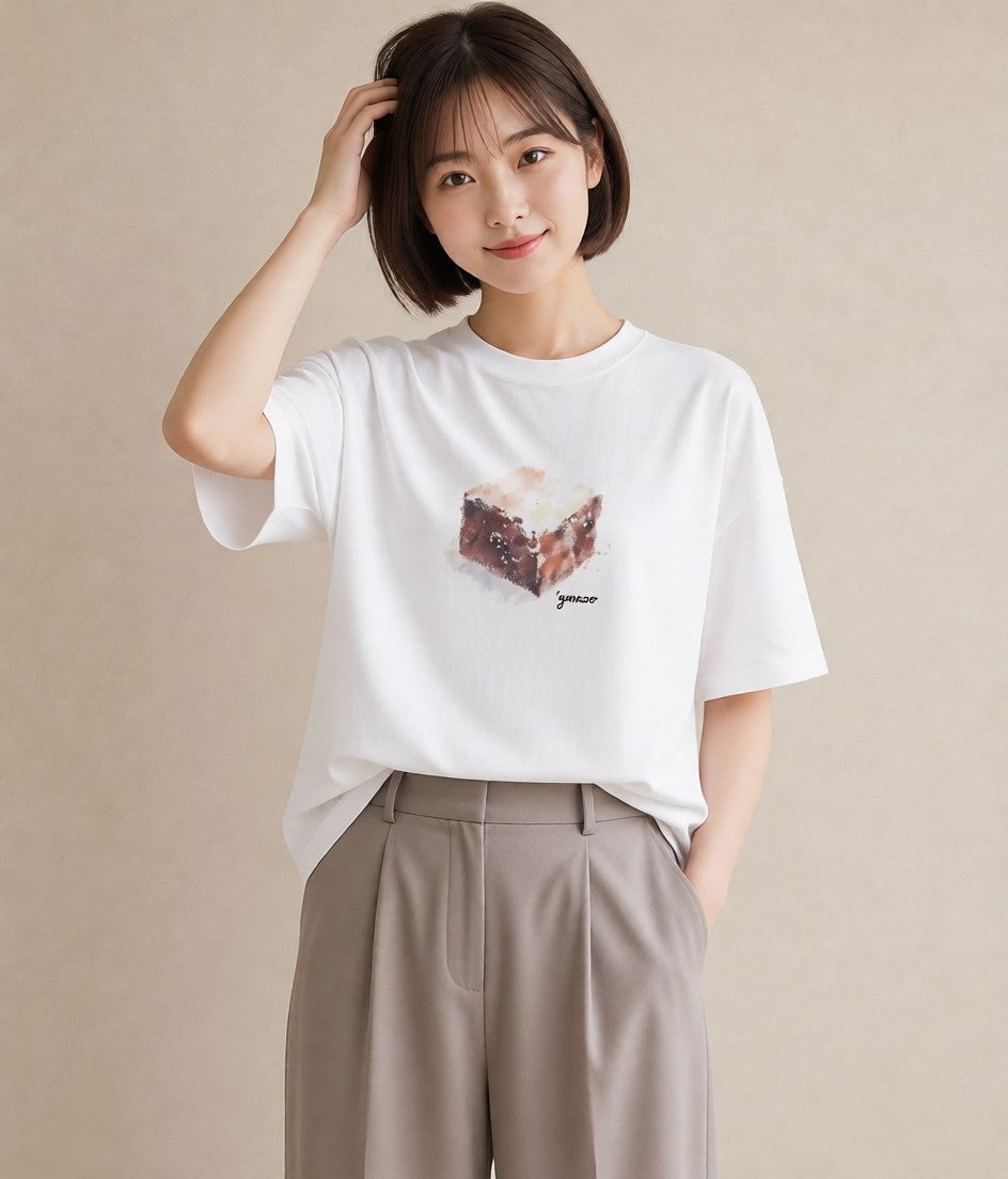 デザインTシャツ レディース チョコ 食べ物 フード イラスト シンプル 母の日 ビーチ 白T YMAZO