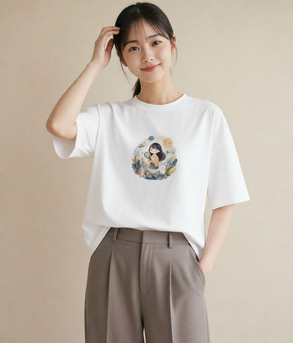 グラフィックTシャツ レディース 惑星 星空 宇宙 イラスト 旅行用 海 白T YMAZO