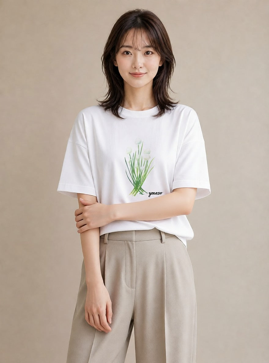 Tシャツ レディース ミモザ 花 花柄 イラスト 韓国風 週末コーデ 敬老の日 白T