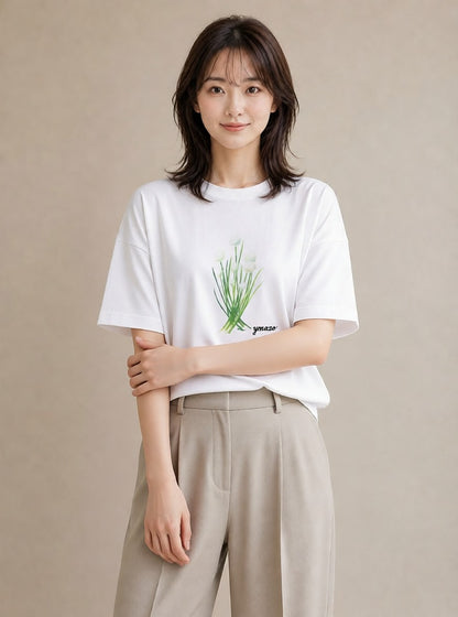 Tシャツ レディース ミモザ 花 花柄 イラスト 韓国風 週末コーデ 敬老の日 白T