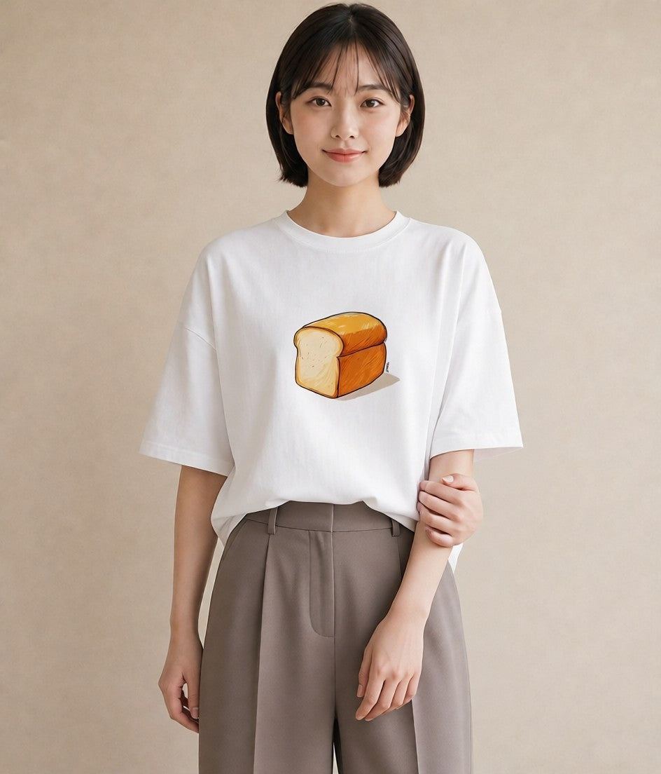 グラフィックTシャツ レディース パン 食べ物 フード イラスト 休日コーデ ホワイトデー 春服 白T YMAZO