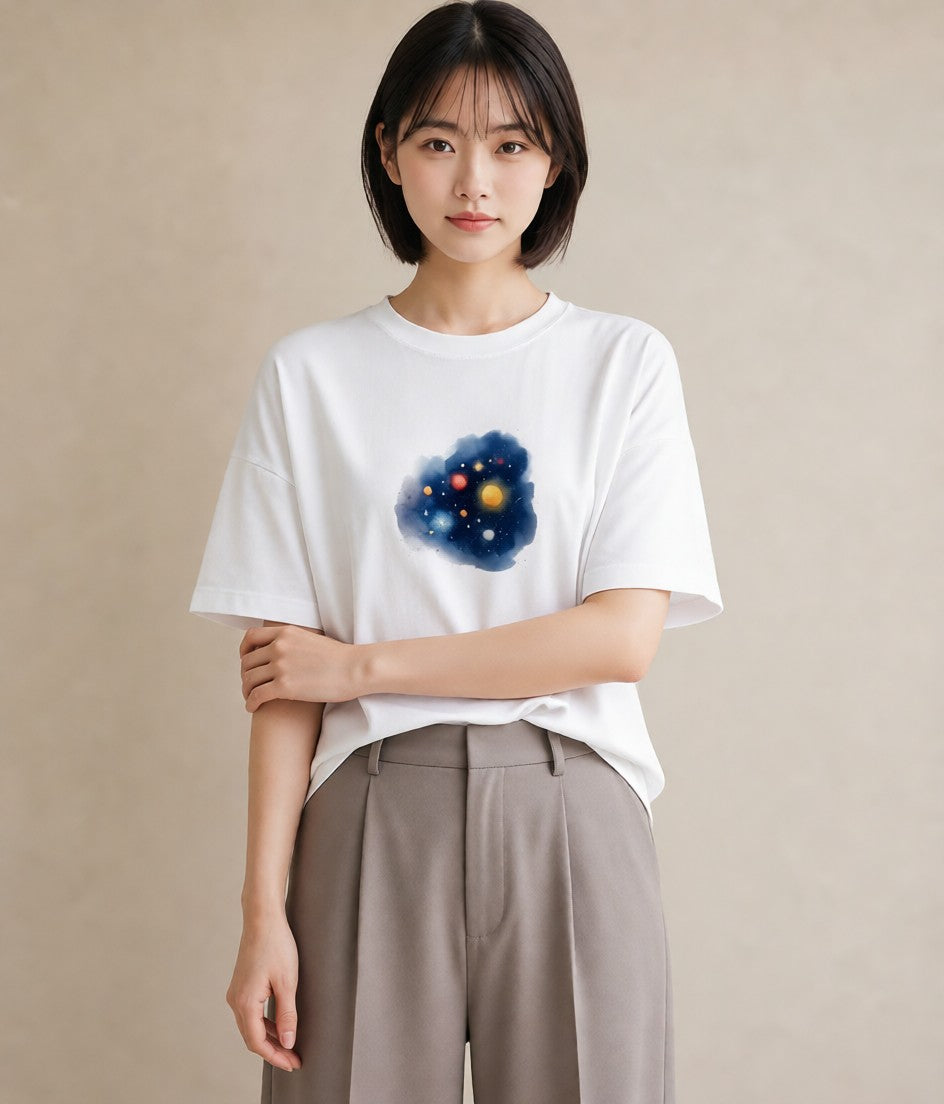デザインTシャツ レディース 蠍座 星空 宇宙 イラスト ラフ 自分用 ルームウェア 白T YMAZO