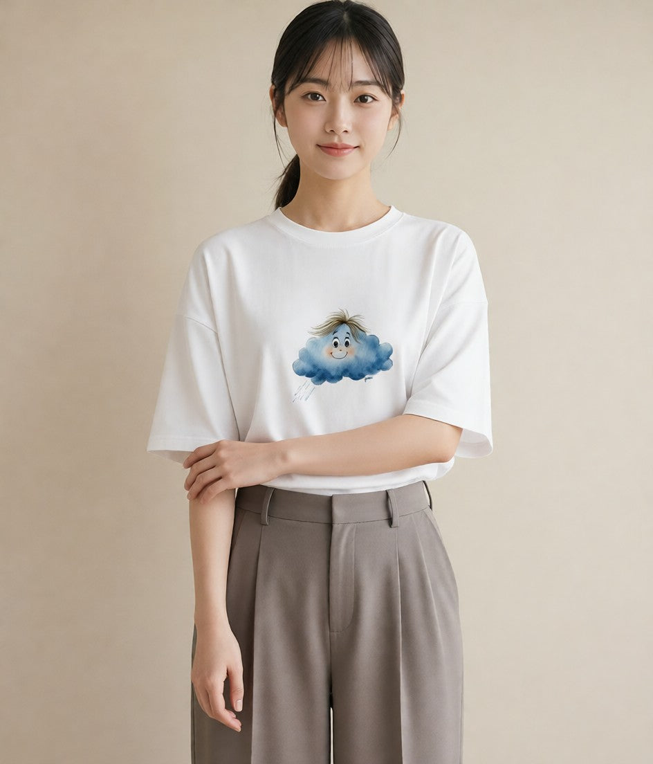 半袖Tシャツ レディース 空 星空 宇宙 イラスト 韓国風 敬老の日 ホワイトデー 白T YMAZO