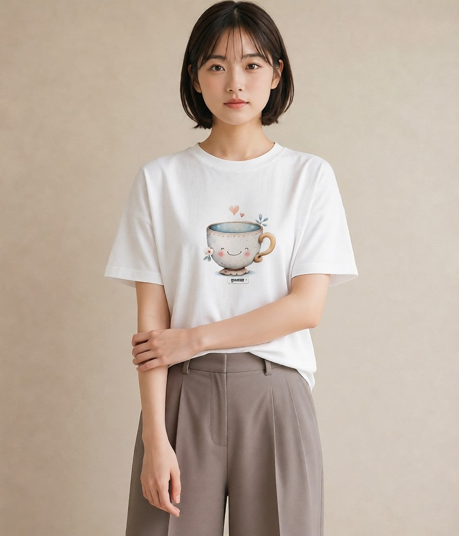 デザインTシャツ レディース ココア 食べ物 フード イラスト 旅行コーデ ルームウェア ギフト 白T YMAZO