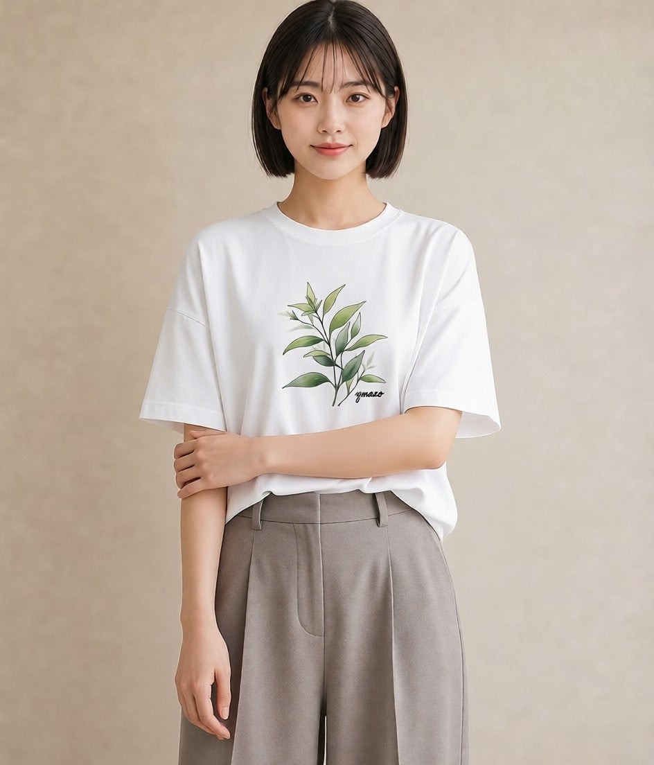 Tシャツ レディース ハーブ 植物 ボタニカル イラスト 母娘コーデ 自分用 白T YMAZO