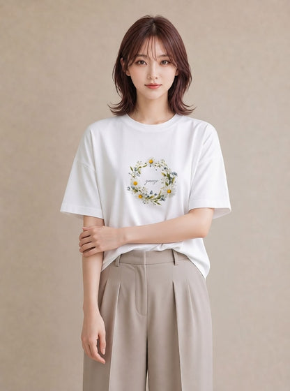 グラフィックTシャツ レディース マーガレット 花 花柄 イラスト ギフト 母の日 白T