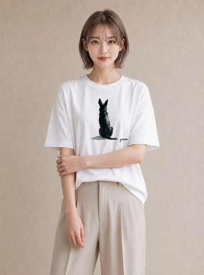 デザインTシャツ レディース 老犬 犬 いぬ イラスト モード お揃い 親子 白T YMAZO