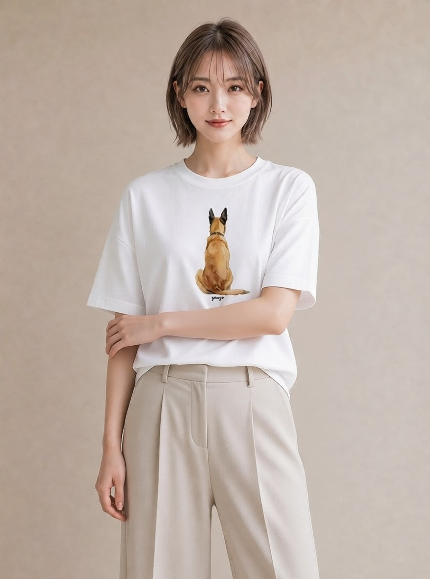 グラフィックTシャツ レディース アビシニアン 猫 ねこ イラスト きれいめ 帰省 ラフ 白T YMAZO