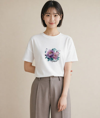 半袖Tシャツ レディース 花 花柄 イラスト ミニマル 20代 カジュアルコーデ 白T YMAZO
