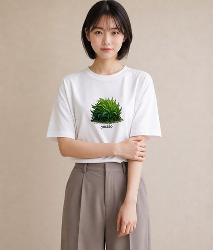 デザインTシャツ レディース 芝生 植物 ボタニカル イラスト 手描き風 秋コーデ おしゃれギフト 白T YMAZO