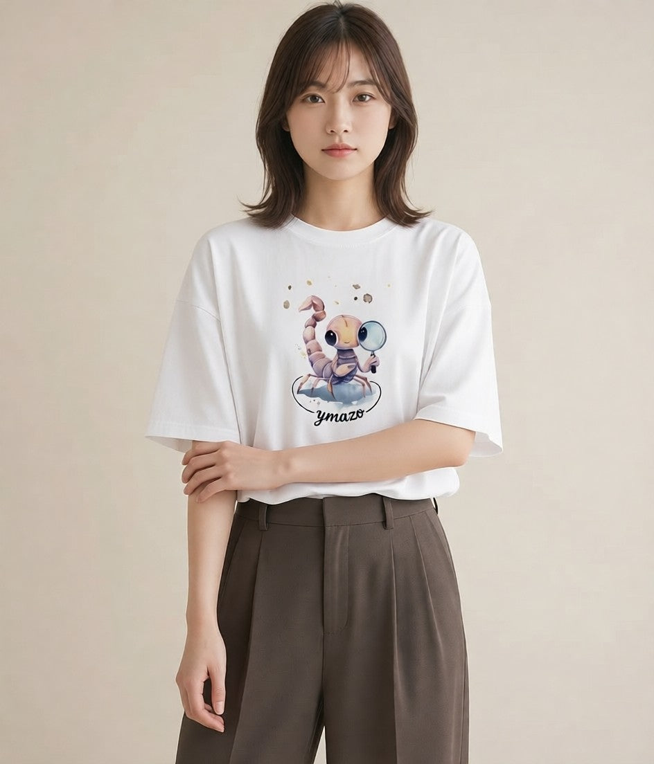 グラフィックTシャツ レディース ヤドカリ 海の生き物 海 イラスト 普段使い デート 帰省 白T YMAZO