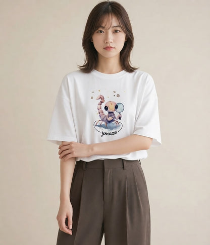 グラフィックTシャツ レディース ヤドカリ 海の生き物 海 イラスト 普段使い デート 帰省 白T YMAZO