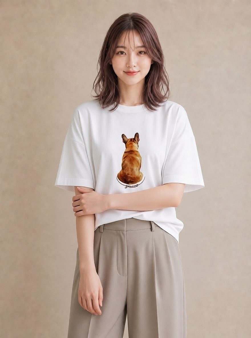 グラフィックTシャツ レディース アビシニアン 猫 ねこ イラスト きれいめ お揃い 親子 白T YMAZO