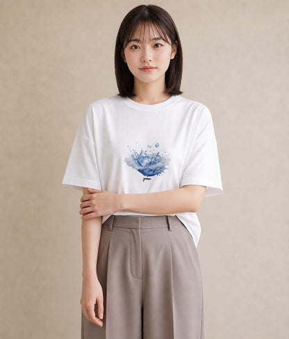 Tシャツ レディース 雨上がりの小道 雨上がり 小道 ナチュラル アンティーク イラスト ガーリー 秋コーデ おしゃれギフト 白T YMAZO