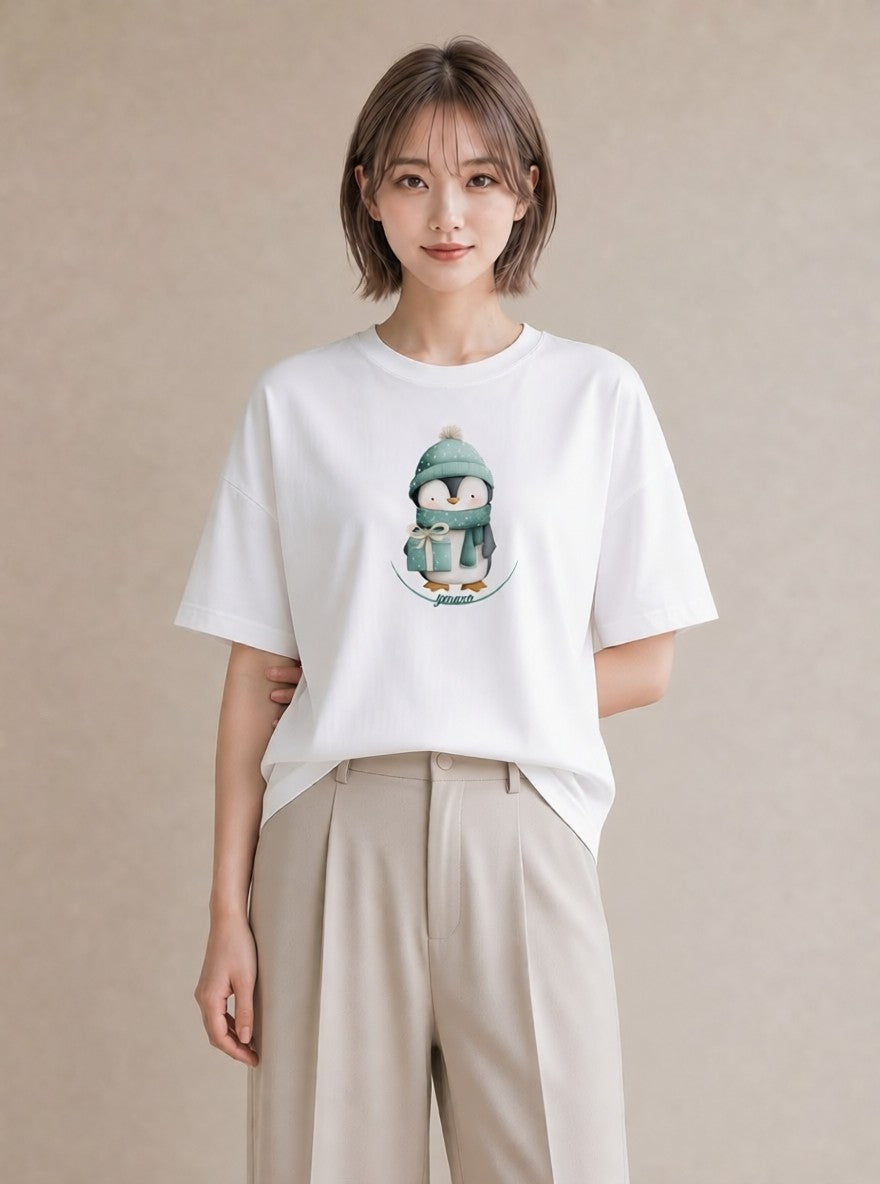 デザインTシャツ レディース ペンギン ぺんぎん 動物 アニマル イラスト ナチュラル 休日 ペアコーデ 白T YMAZO
