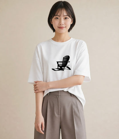 Tシャツ レディース 窓辺の椅子 窓辺 椅子 ナチュラル アンティーク イラスト こなれ感 お揃い 親子 白T YMAZO