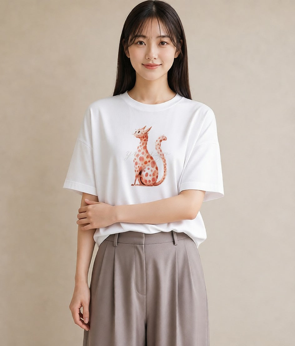 半袖Tシャツ レディース 猫の手 猫 ねこ イラスト 北欧風 誕生日プレゼント 綿100 白T YMAZO