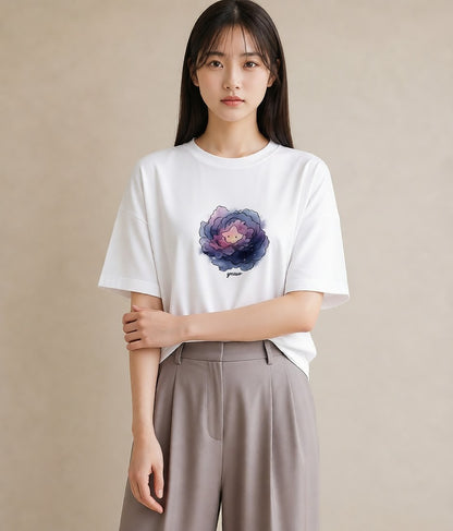 デザインTシャツ レディース 乙女座 星空 宇宙 イラスト カフェ巡り 女子会 白T YMAZO