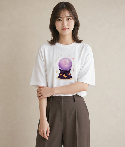 デザインTシャツ レディース 双子座 星空 宇宙 イラスト シック カフェ服 クリスマス 白T YMAZO