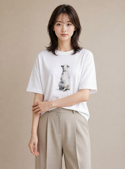 グラフィックTシャツ レディース いぬ 犬 ワンコ イラスト 個性的 在宅 公園 白T YMAZO