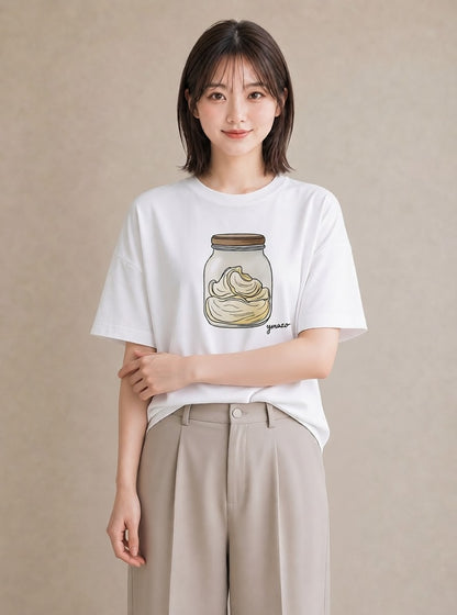 Tシャツ レディース あんみつ 食べ物 フード イラスト おしゃれギフト 社会人 白T YMAZO