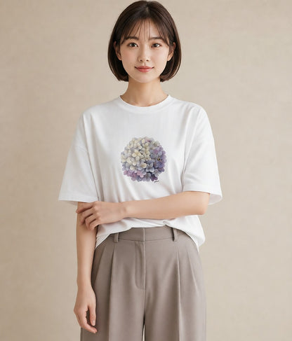 デザインTシャツ レディース スミレ 花 花柄 イラスト ラフ 春コーデ 姉妹 白T YMAZO