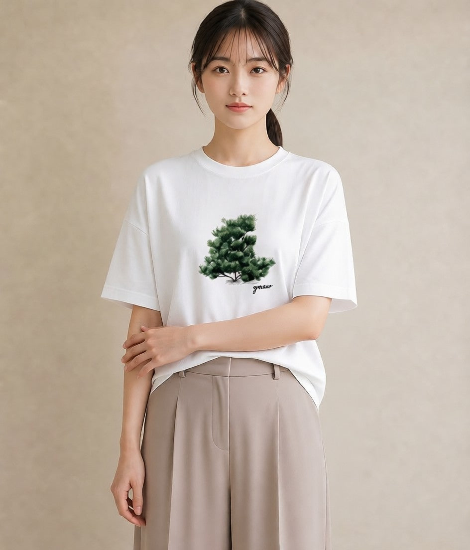 グラフィックTシャツ レディース 青の水彩 風景 ブルー ナチュラル アンティーク イラスト 女性 旅行用 白T YMAZO